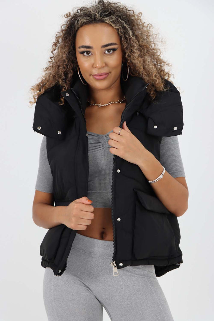 Italian Padded Pockets Hooded Gilet