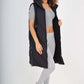 Italian Padded Pockets Hooded Zip up Long Gilet