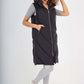 Italian Padded Pockets Hooded Zip up Long Gilet
