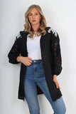 Italian Lace Sleeve Hooded Long Cardigan
