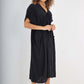 Italian Drawestring Front Flared Linen Dress