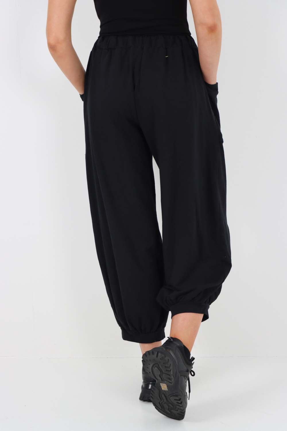 Italian Drawstring Cotton Harem Trousers With Side Pockets