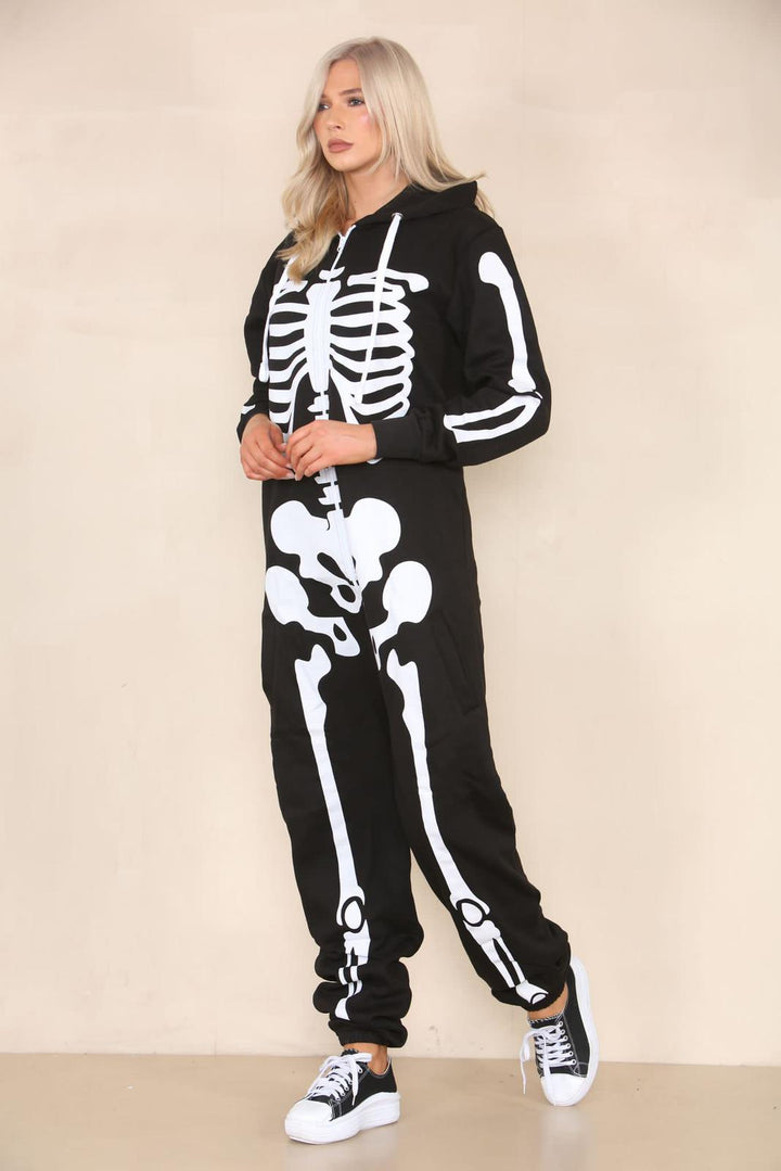 Skeleton Zip Up Jumpsuit