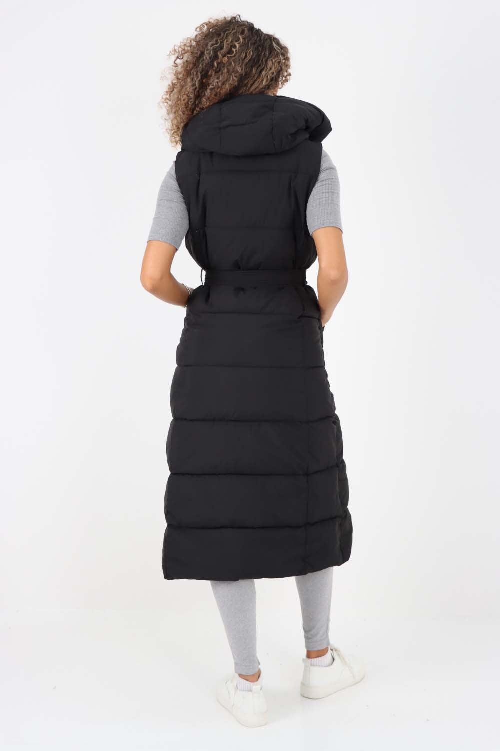 Italian Belted Hooded Long Gilet