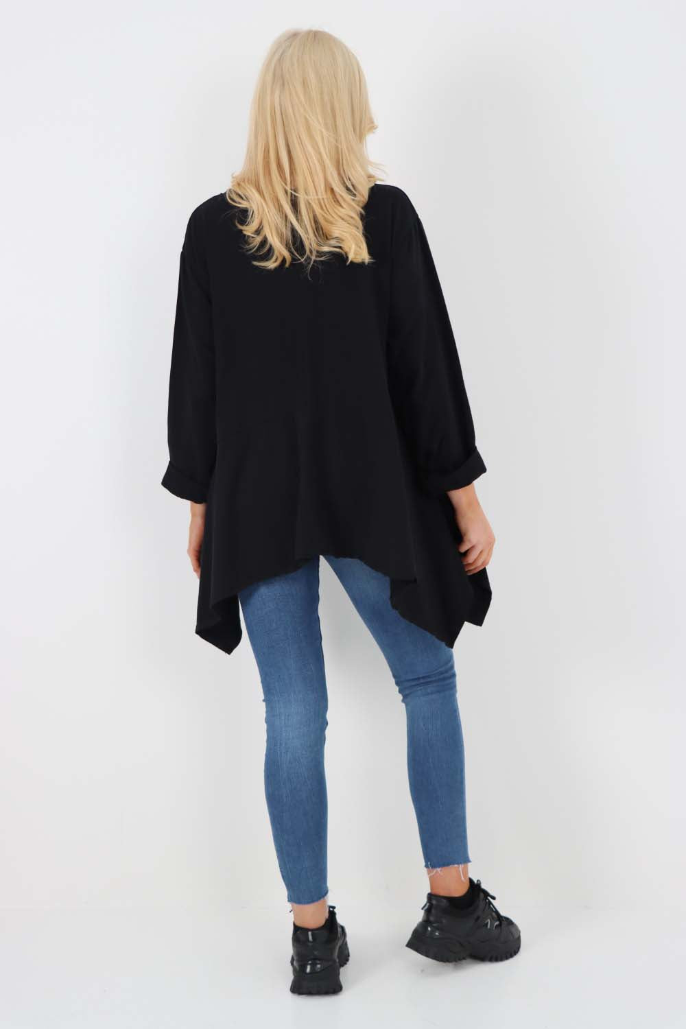 Italian Diagonal Pockets Cotton Tunic Top