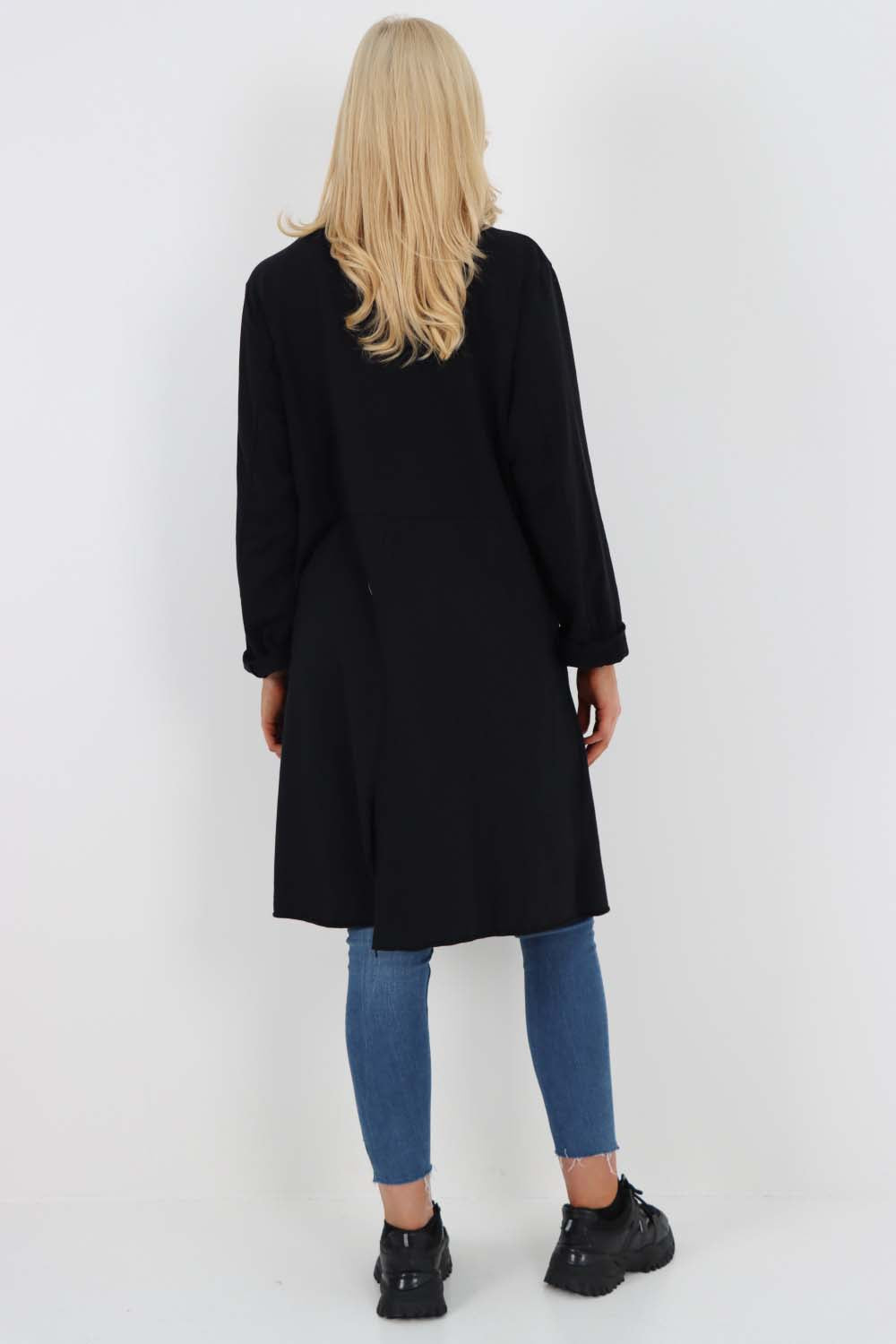 Italian Front Button Fastening Longline Cotton Cardigan