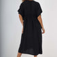 Italian Drawestring Front Flared Linen Dress