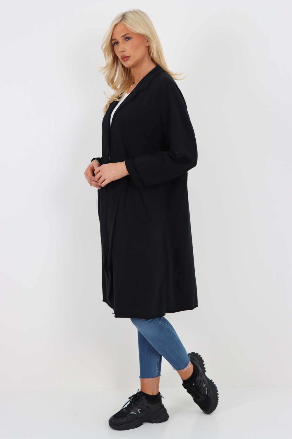 Italian Front Button Fastening Longline Cotton Cardigan