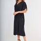 Italian Drawestring Front Flared Linen Dress