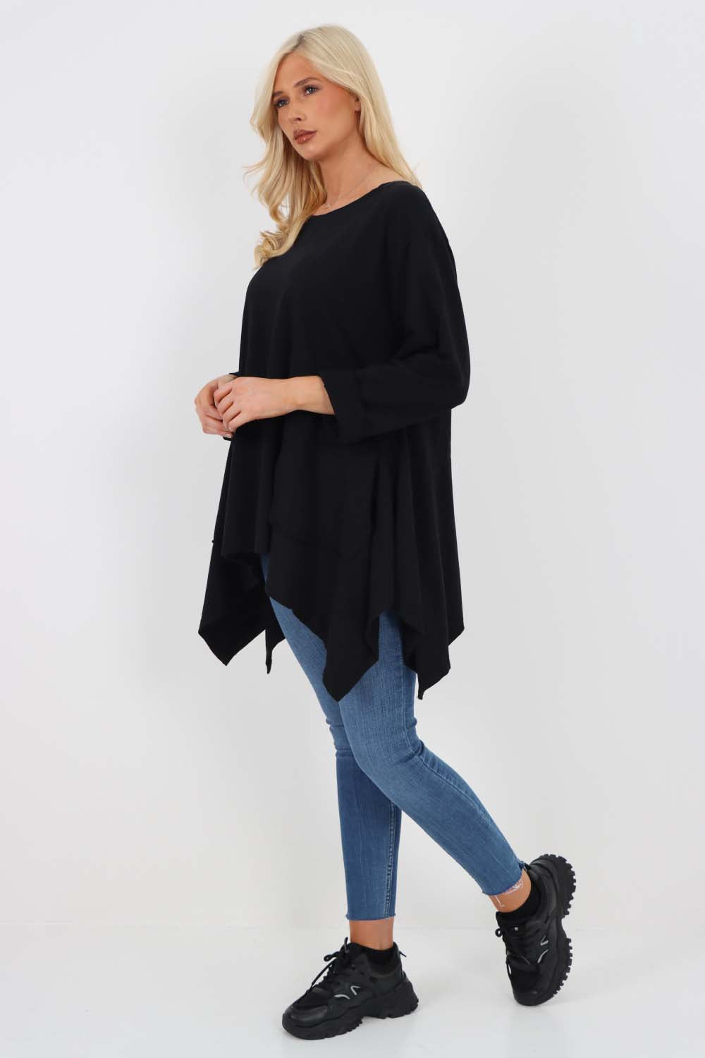Italian Diagonal Pockets Cotton Tunic Top