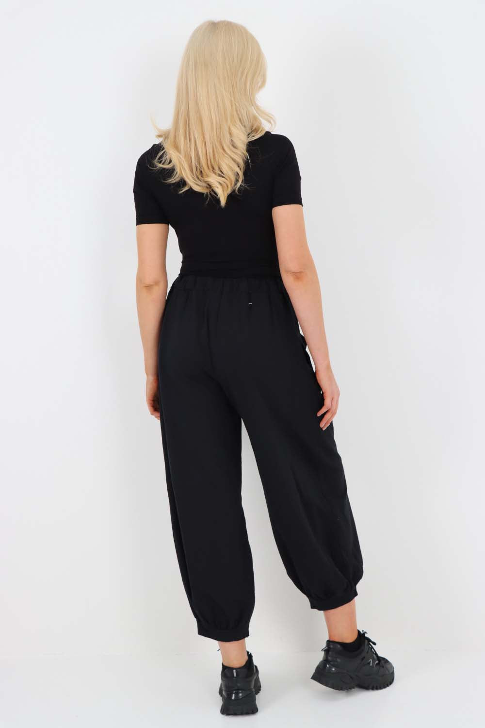 Italian Drawstring Cotton Harem Trousers With Side Pockets