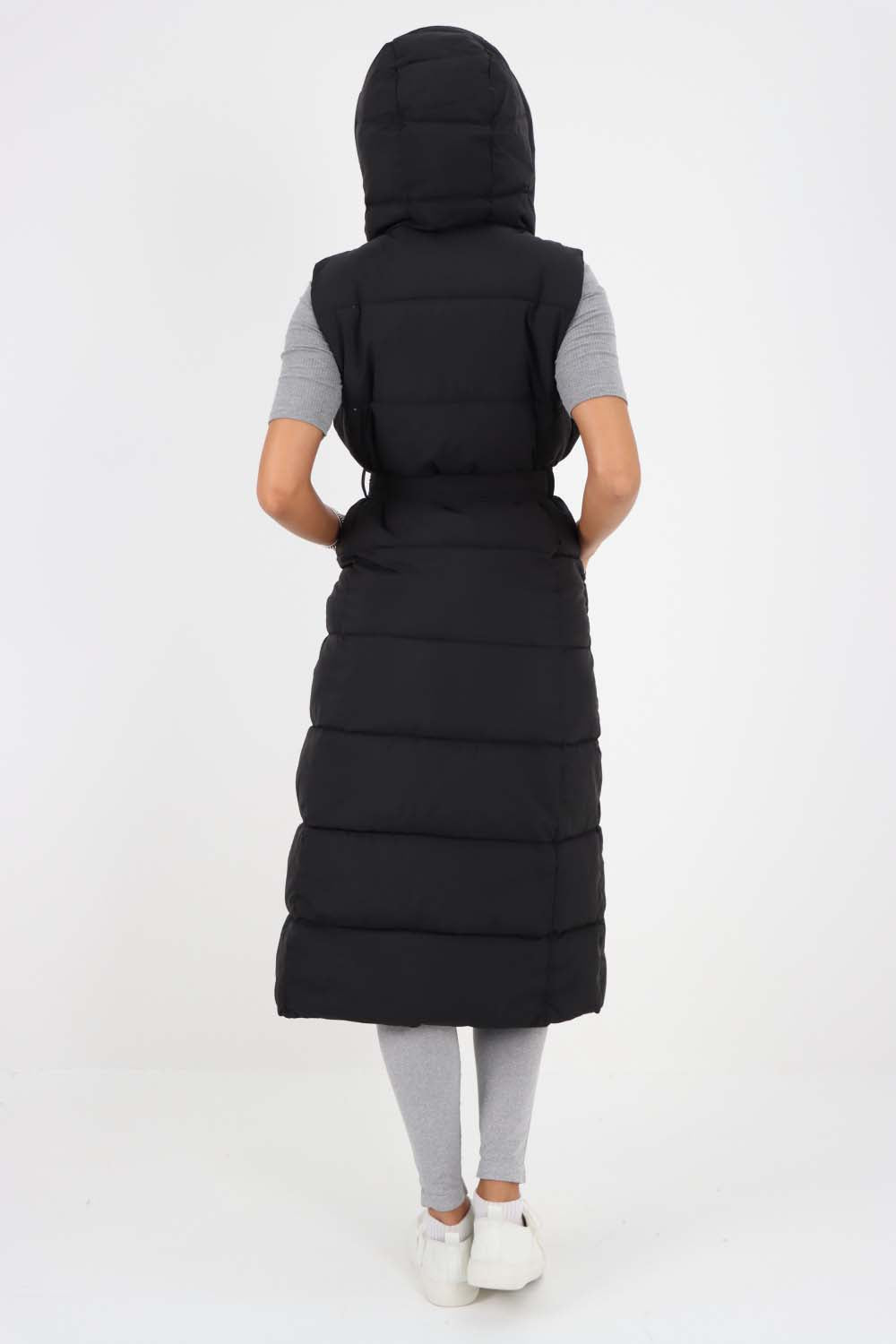 Italian Belted Hooded Long Gilet