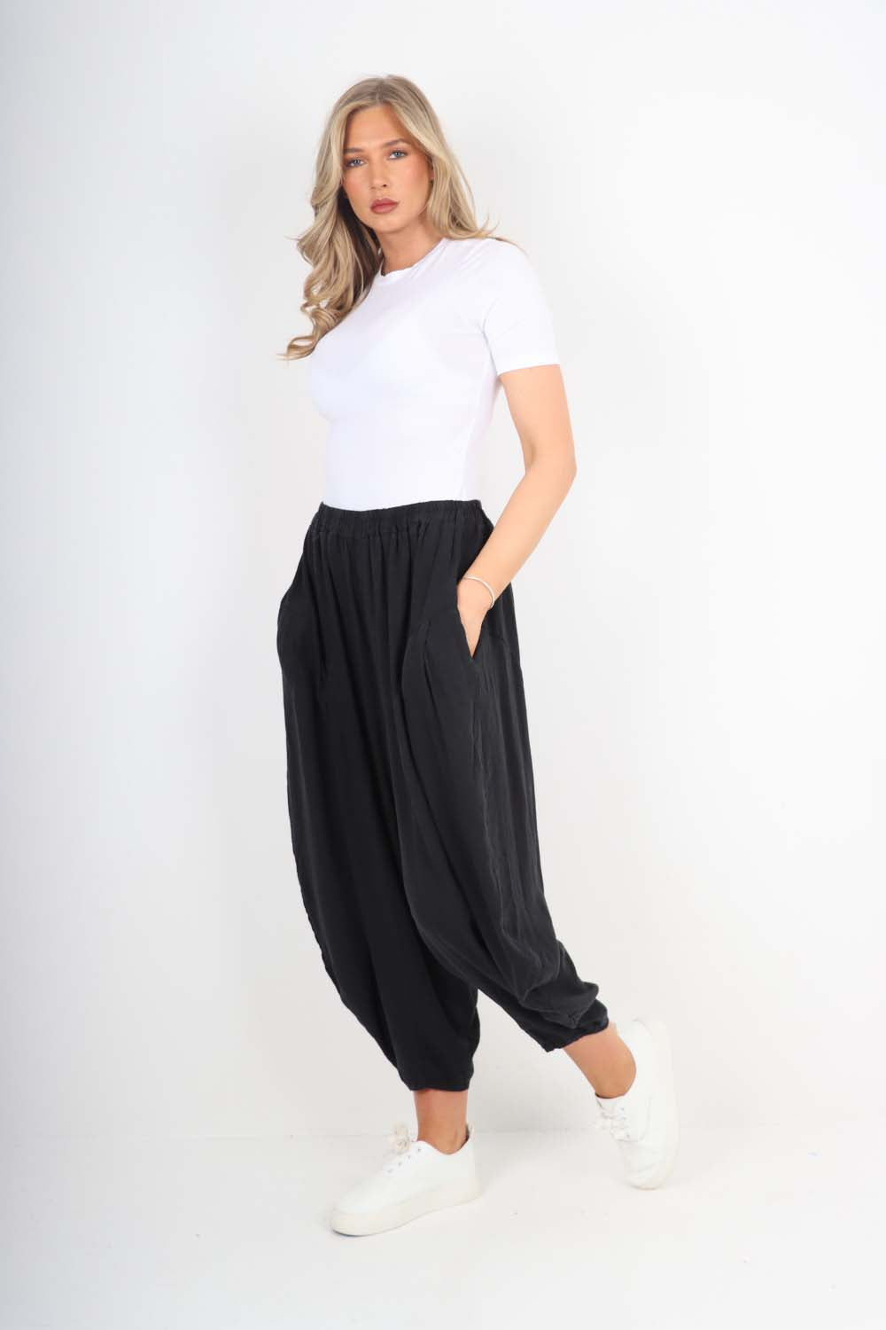 Italian Plain Linen Hareem Pants