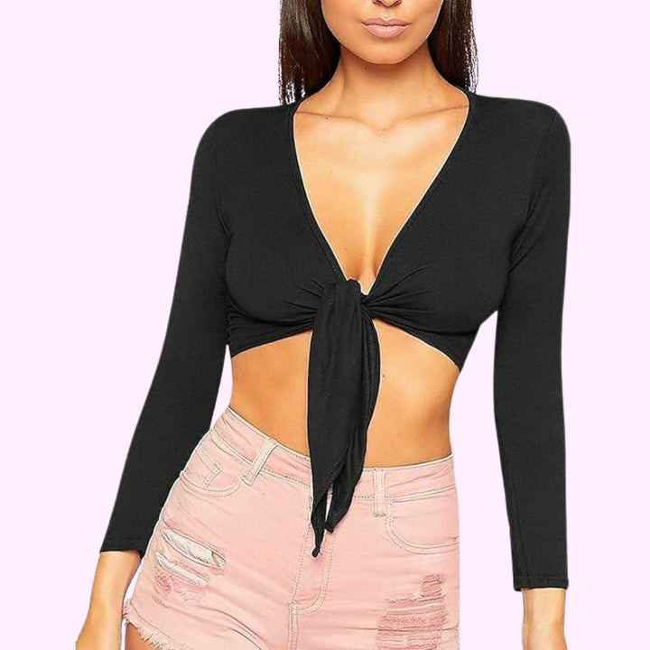 Long Sleeve Front Tie Crop Shrug