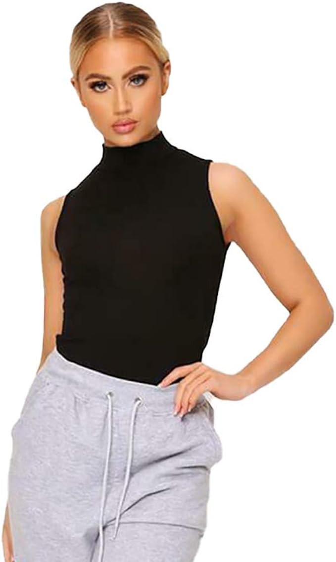 Sleeveless Polo Neck Top