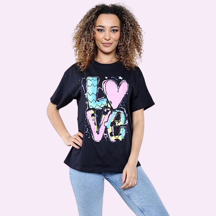 Love Print T-Shirt Top Oversized