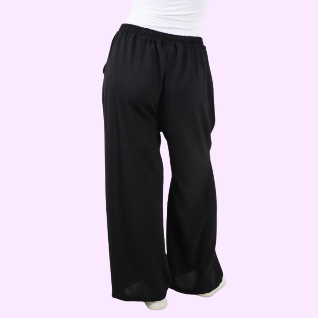 Italian Plain Elasticated Waist Side Pockets Cotton Trousers