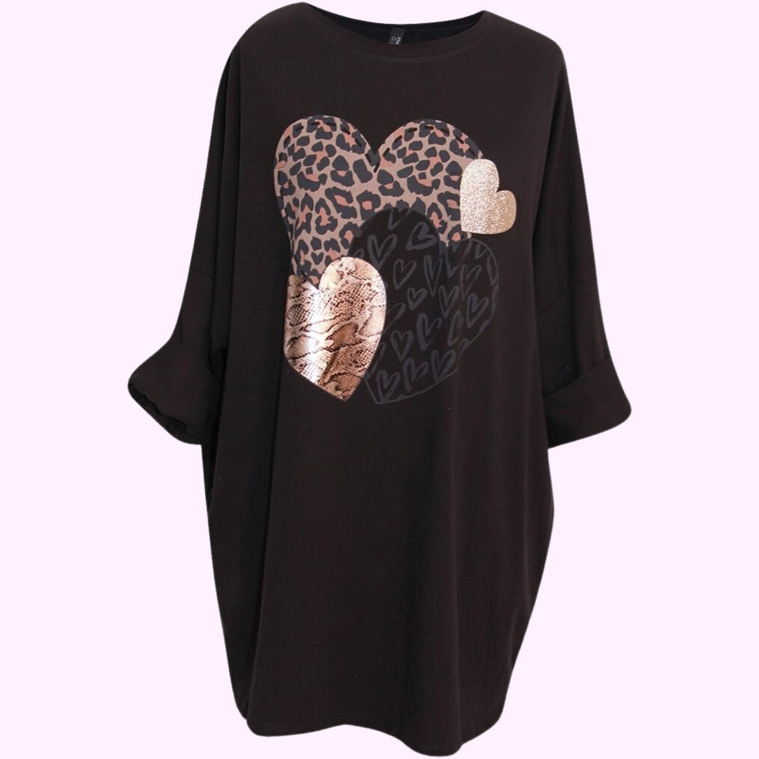 Italian Animal Heart Print Top