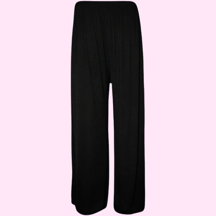 Womens Plain Wide Leg Palazzo Flared Trousers