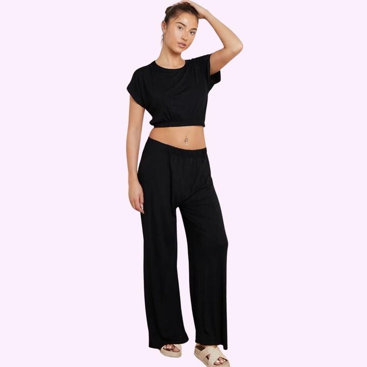 Viscous Crop Top And Palazzo Set