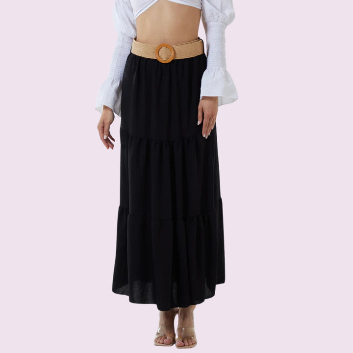 Belted Tired Maxi skirt