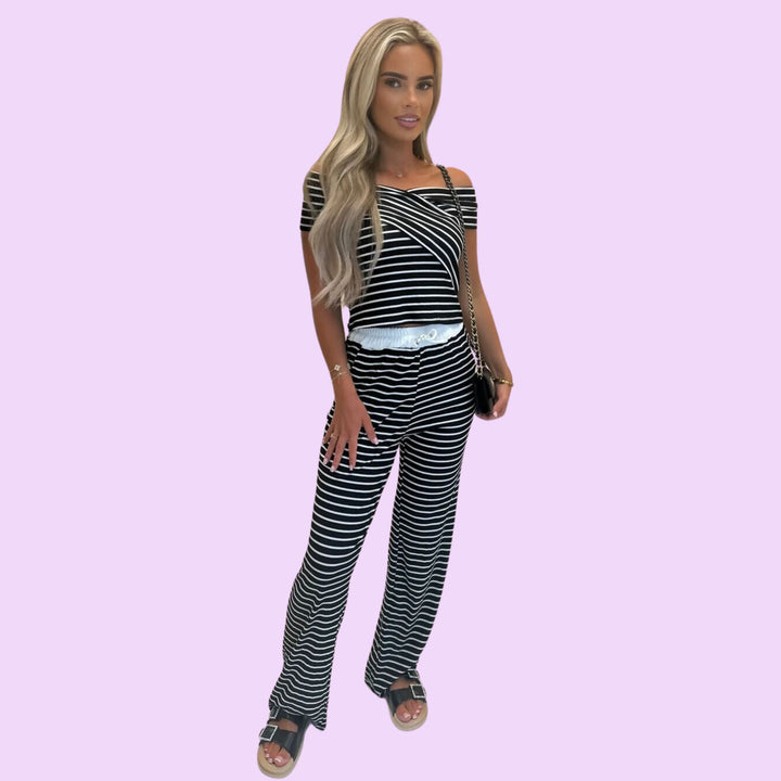 STRIPED BARDOT 2 PIECE MATCHING SET