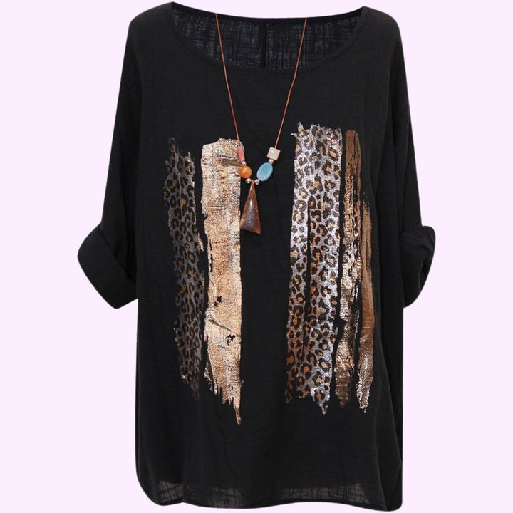 Italian Animal Foil Print Tunic Top