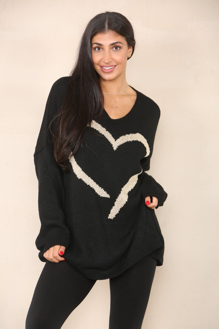 Oversized Heart Print Jumper