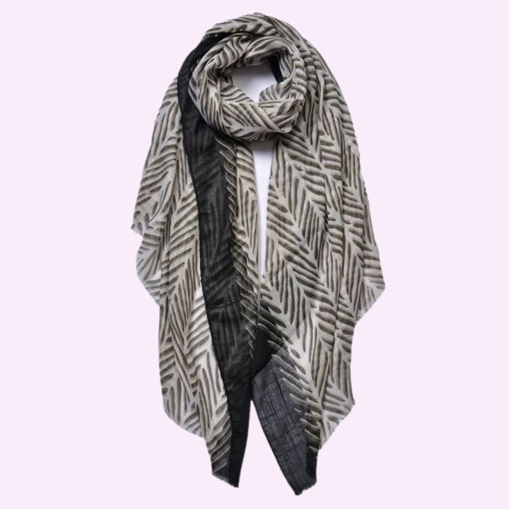 Branch Pattern with strip Edge Print Scarf