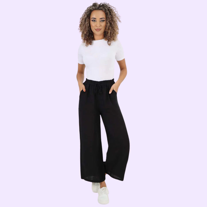 Italian Plain Linen Palazzo Trouser