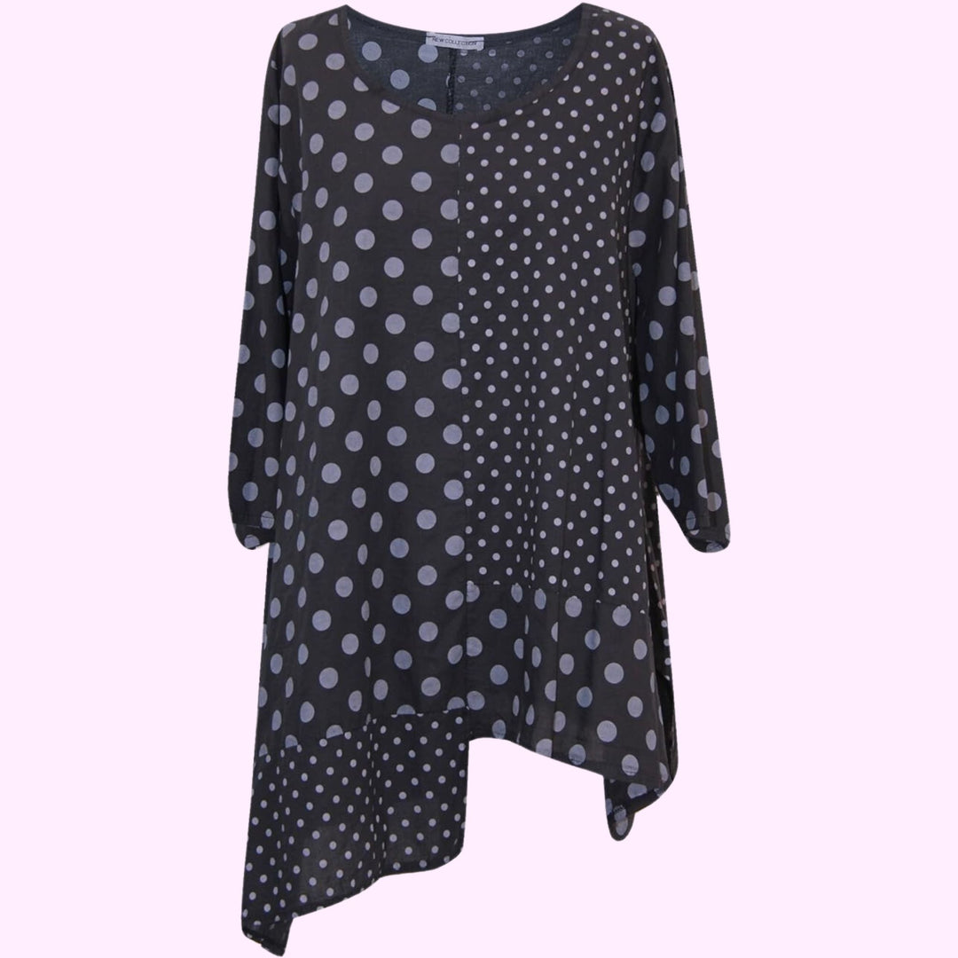 Italian Polka Dots Crew Neck Top