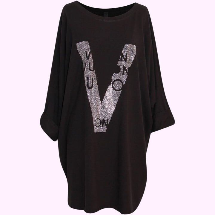 Italian Cotton Tunic Diamante Top