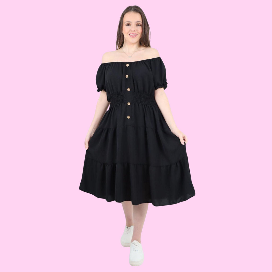 5 Button Magic Offsholder MIDI Dress