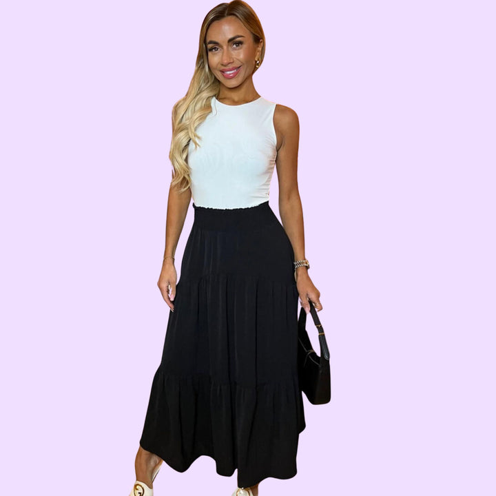 Shirred Waist Maxi Skirt