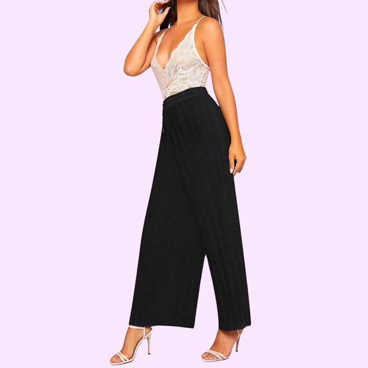 PLEATED HIGH WAIST WIDE LEG TROUSER