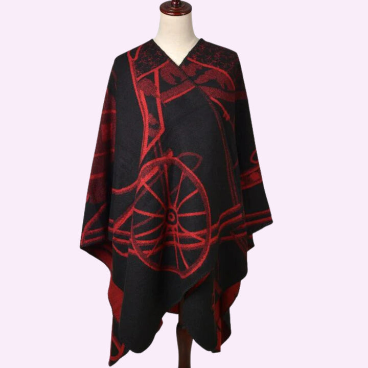 Wheel Print open Poncho Wrap