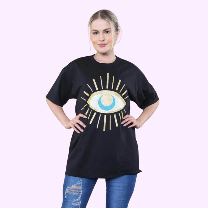 Big Eye Print Short Sleeve T-Shirt