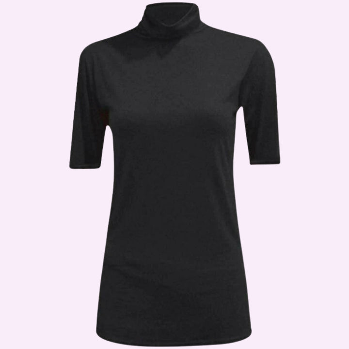 3/4 Short Sleeve High Polo Neck Shirt Top