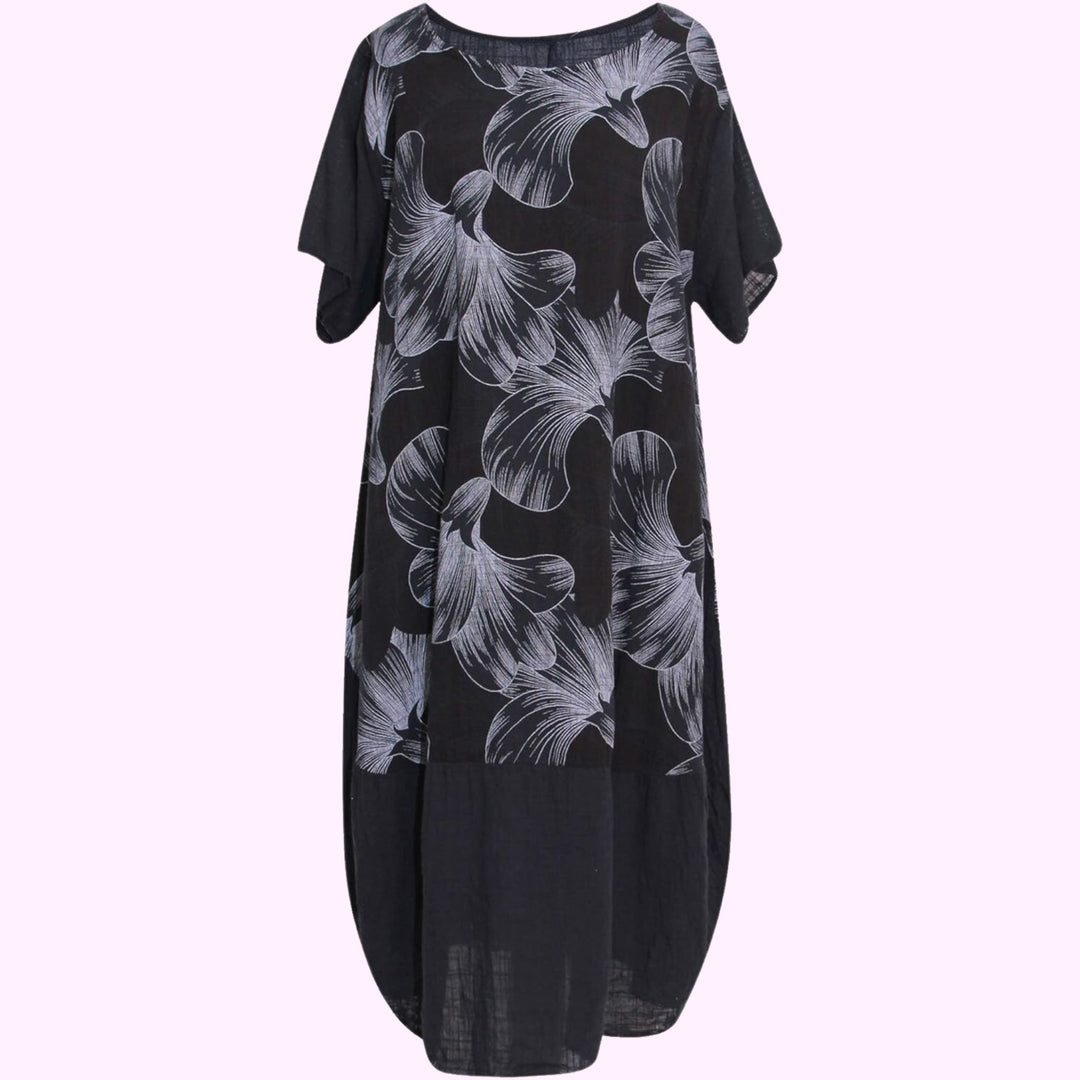 Round Neck Short Sleeves Floral Beach Dress