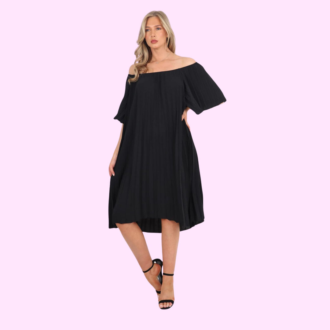 Pleated Off Shoulder dress