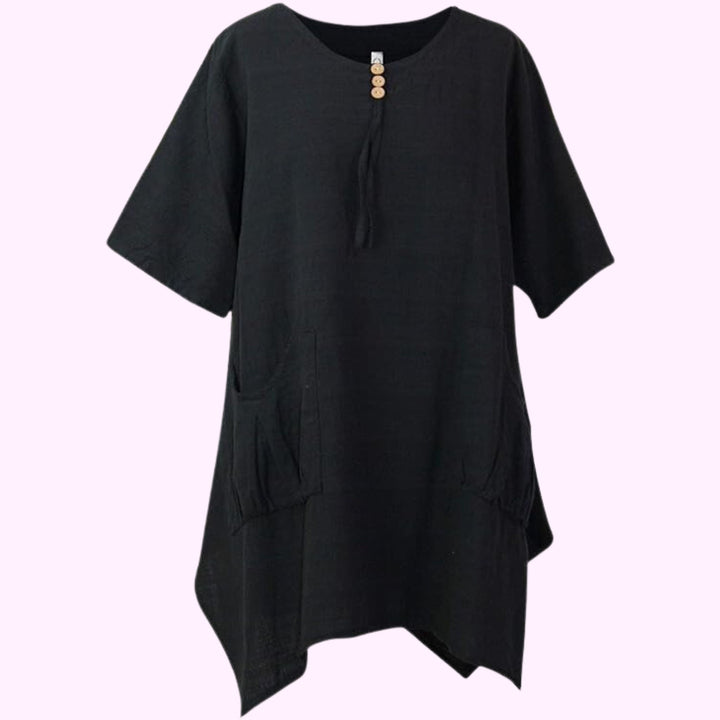 Italian 3 Button Plain Tunic Baggy Top