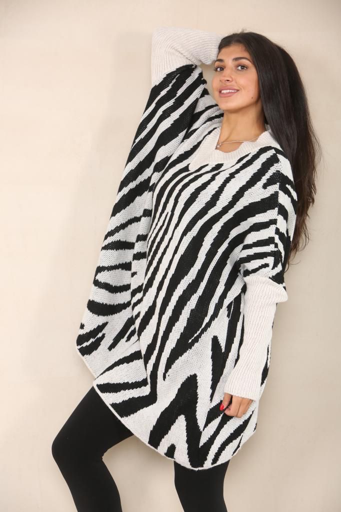 Oversized Zebra Print Jumper