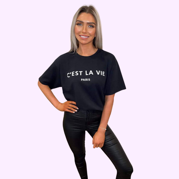 C’est La Vie Paris Print Short Sleeve T-Shirt