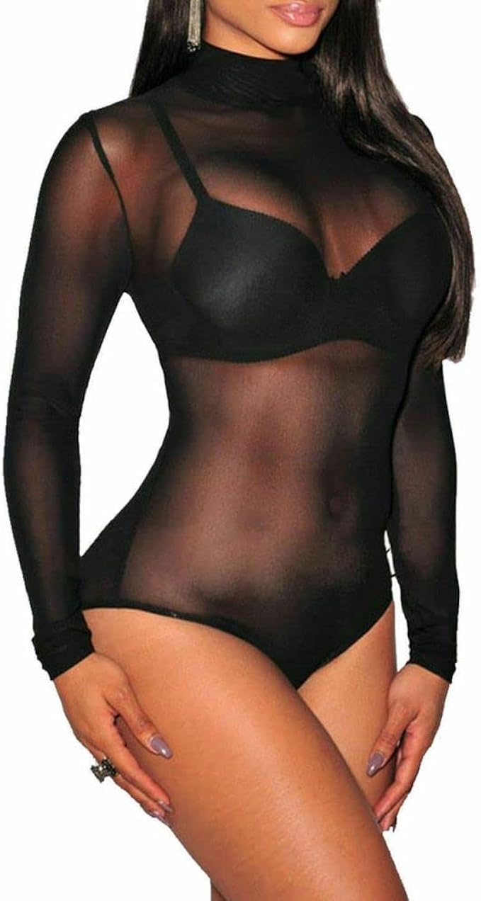 Polo Neck Mesh Bodysuit