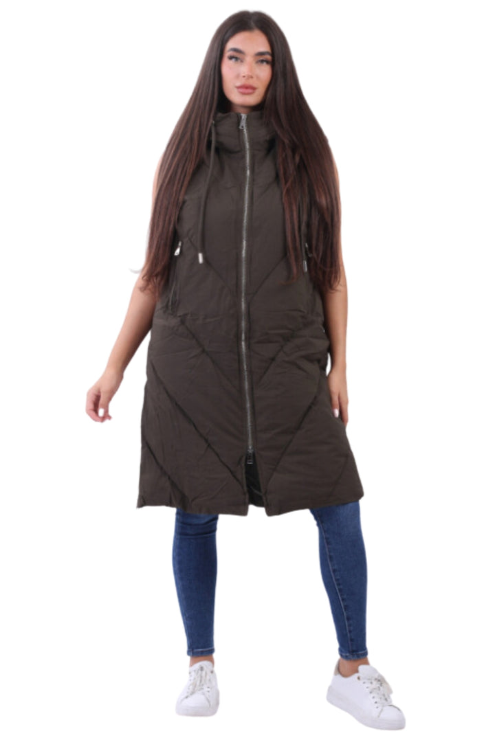 Lagenlook Hooded Long Puffer Gilet