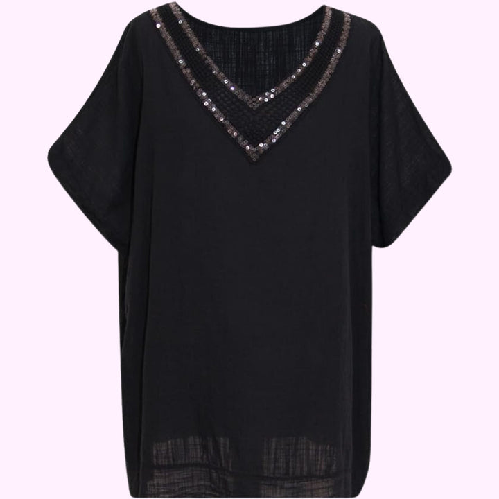 Italian V Neck Sequin lace Tunic