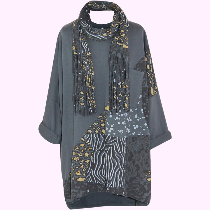 Italian Leopard Printed Scarf Top