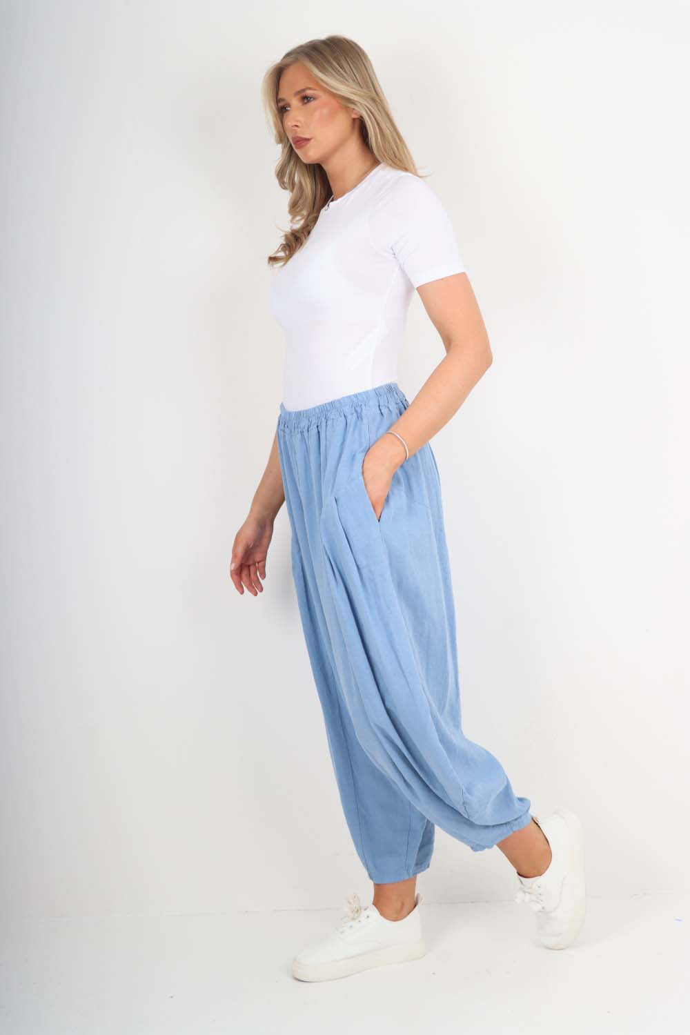Italian Plain Linen Hareem Pants