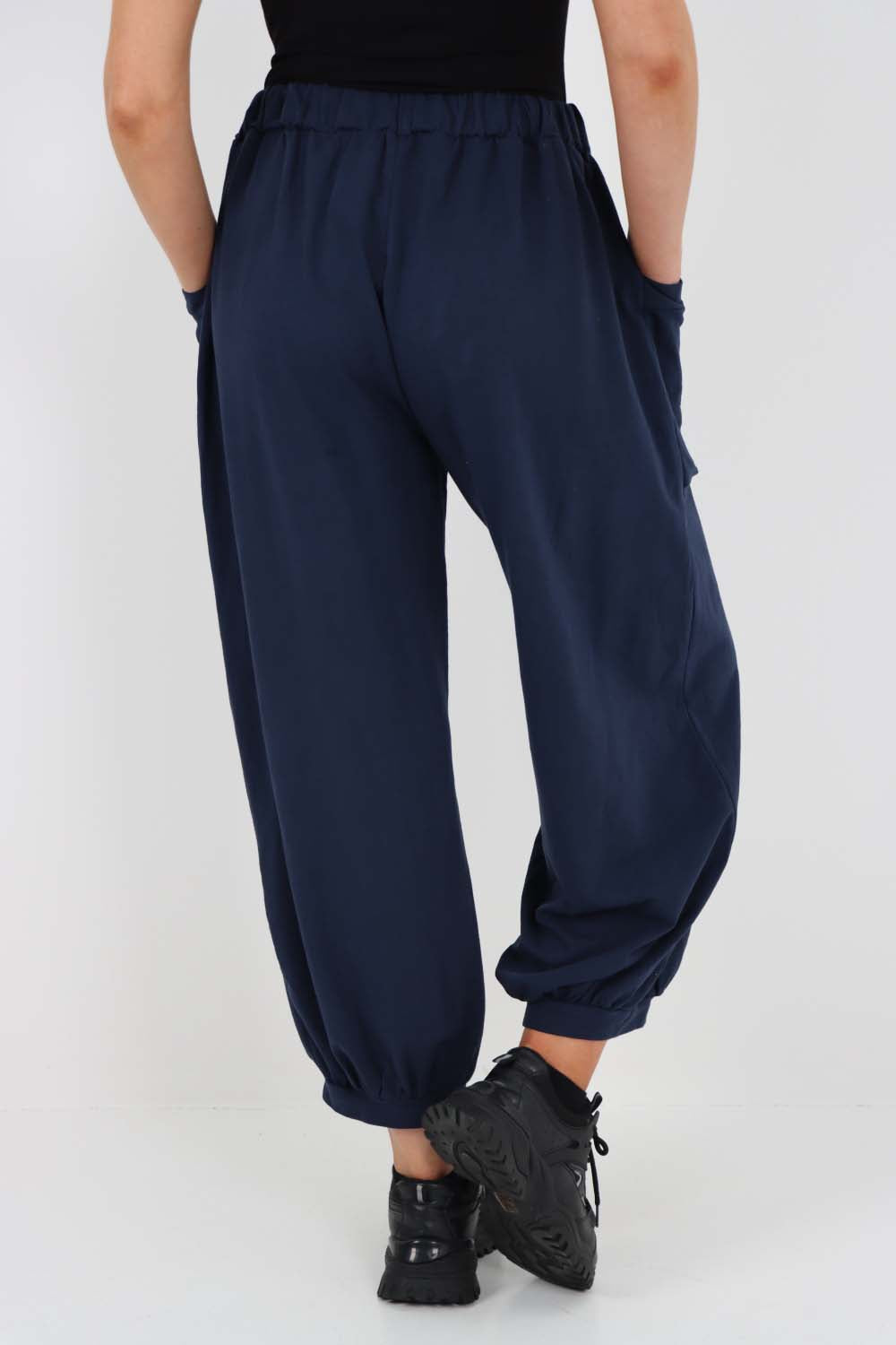 Italian Drawstring Cotton Harem Trousers With Side Pockets