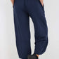 Italian Drawstring Hem Cotton Trousers With Side Pockets